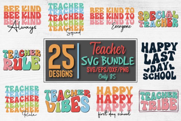 Retro Teacher SVG Bundle: Graphics for Crafts